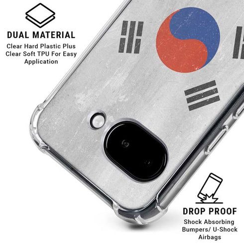 South Korean Flag Distressed Google Pixel 9a Clear Case